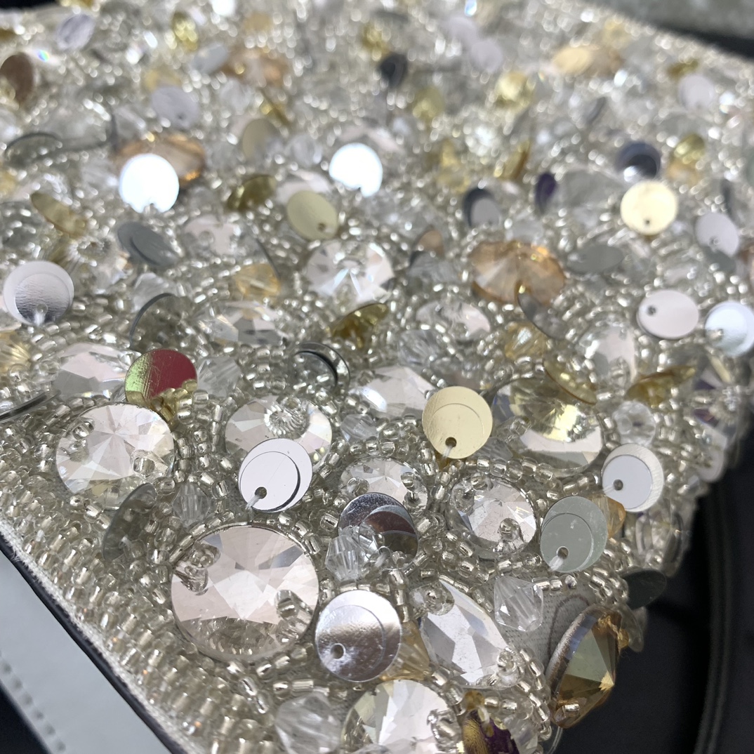 Valentino Garavani Vsling Mini Handbag Entirely Covered in Beige Rhinestones 